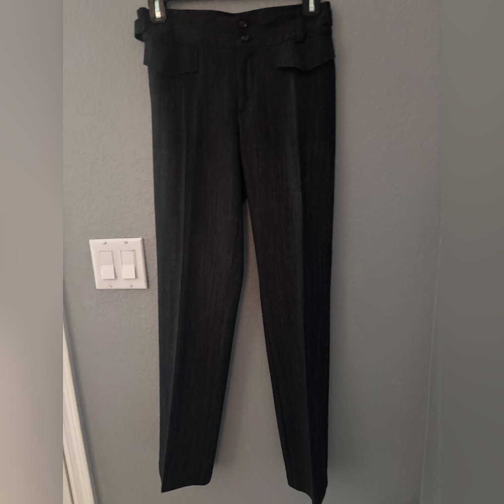 Nanette Lepore Charcoal Front Flap Pocket/Side Belt Details Dress Pant - Size 6